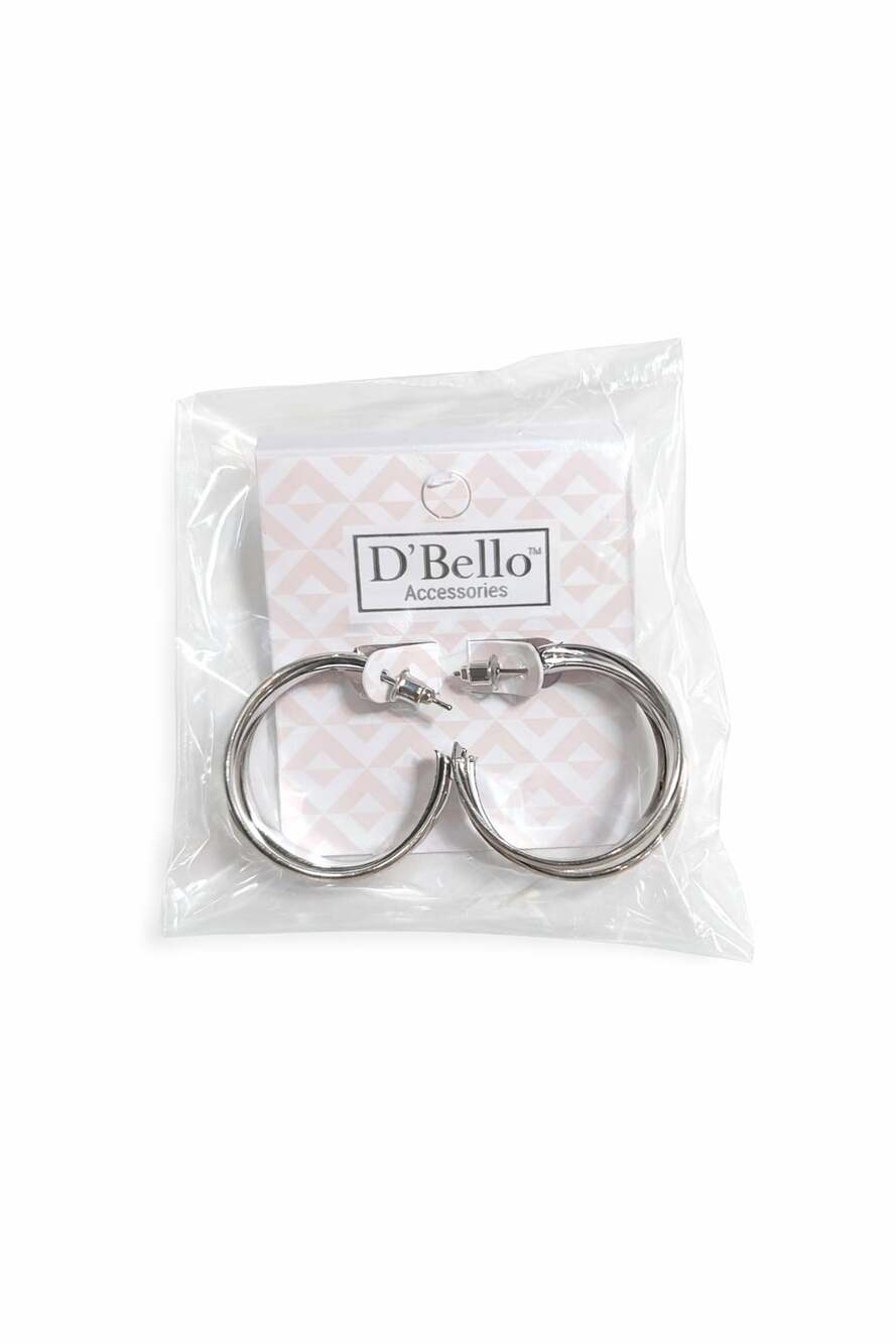 D'Bello Accessories Silver-Tone Double Hoop Earrings